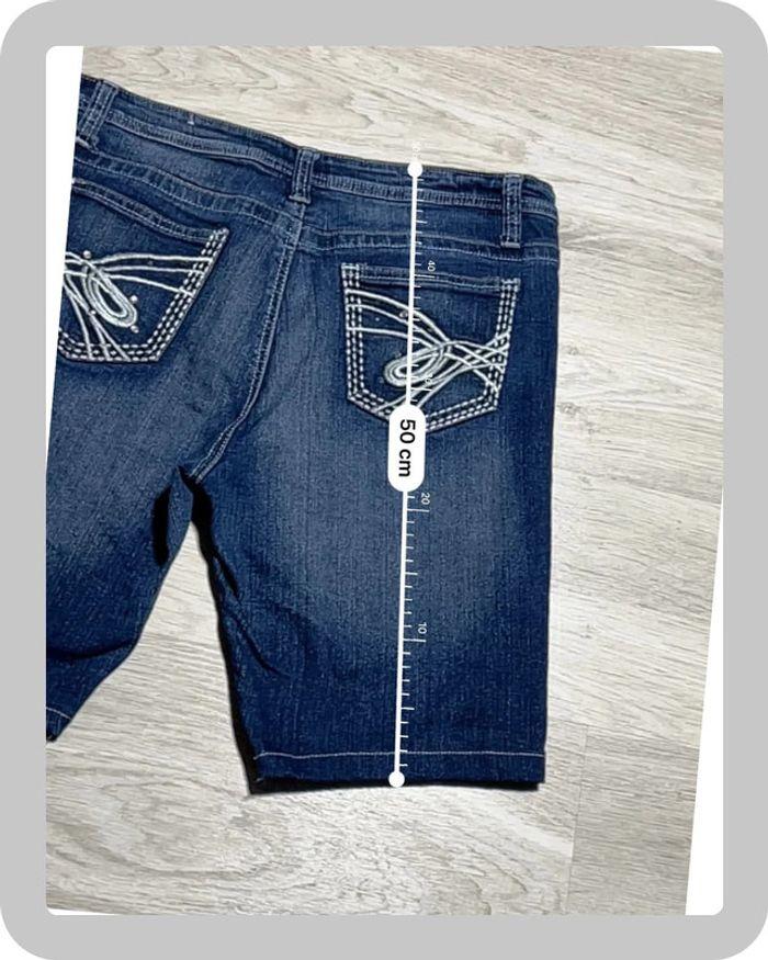 🩳 Short vintage brodé hip hop en jean Bleu Taille S-M 🩳 - photo numéro 6