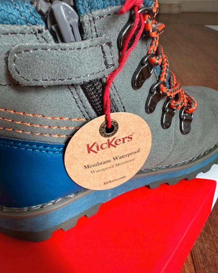 NEUF Chaussures hautes de sport marche randonnée Kickers Kicknature kaki orange 31 - photo numéro 3