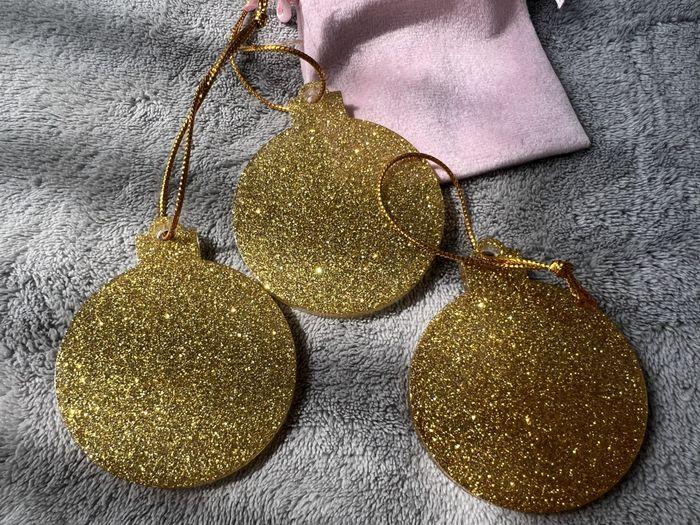 Décoration noël - lot de 3 boules doré - jaune - paillettes - photo numéro 4