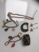 Ensemble lot bijoux Chaîne et perle boucle oreille bracelet collier