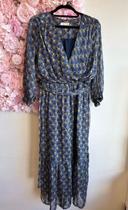 Robe longue Vintage Dressing motif bleu jaune T.36/38