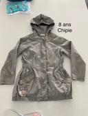 Veste coupe-vent capuche longue Chipie grise F8ans