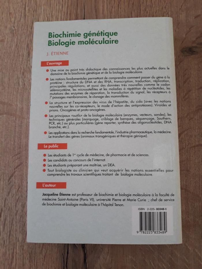 Livre Biochimie génétique Biologie moléculaire - photo numéro 3