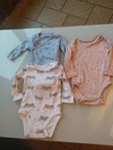 Lot de 3 bodies manches longues bébé fille 3 mois