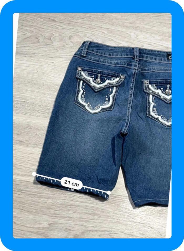 🩳 Short vintage brodé en jean Earl Jean Bleu Taille XS 🩳 - photo numéro 3