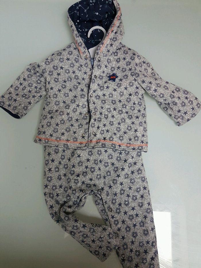 Ensemble tout doux enfant mixte salopette + veste - photo numéro 1