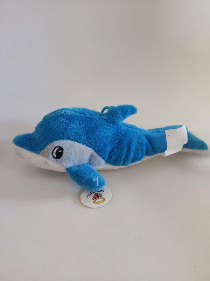 Peluche dauphin bleu Pluchon / vintage - photo numéro 2