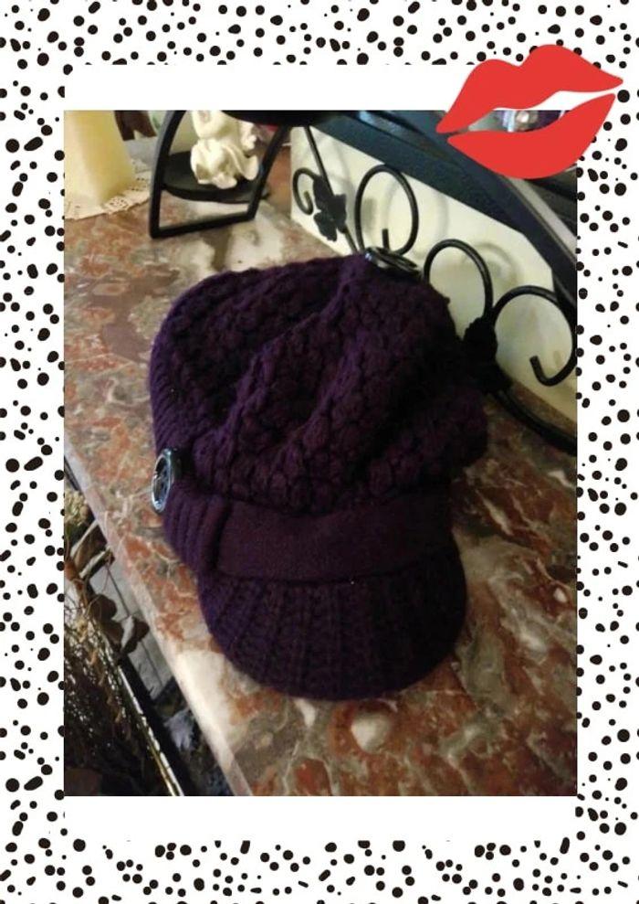 Casquette bonnet hiver violet 100% acrylique - photo numéro 11