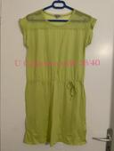 Robe t-shirt sans manche dentelle col jaune strass manche neuf u collection taille 38/40