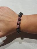 Bracelet pierre hematite + rose brillant