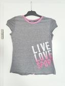 T-shirt gris rose Live Love Sport 10 ans