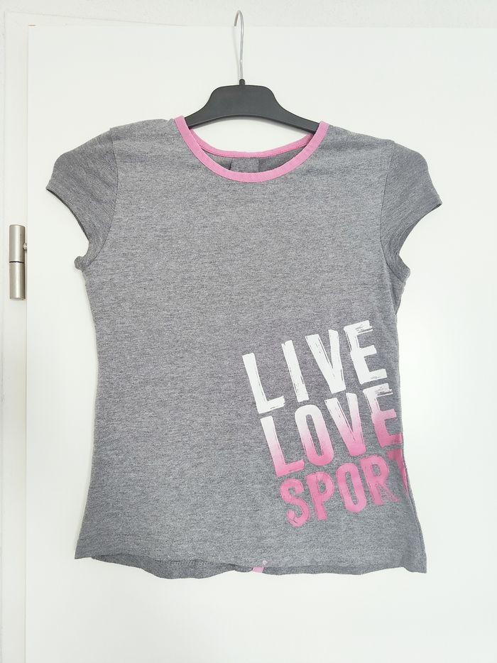 T-shirt gris rose Live Love Sport 10 ans - photo numéro 1