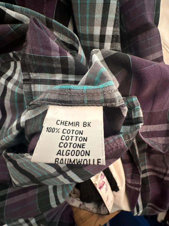 Belle chemise tartan violet TBS taille L - photo numéro 7