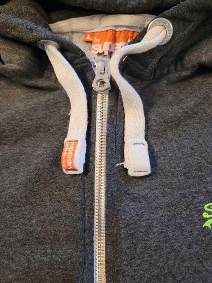 Full-zip à capuche Superdry gris anthracite Taille L Logo brodé - photo numéro 5