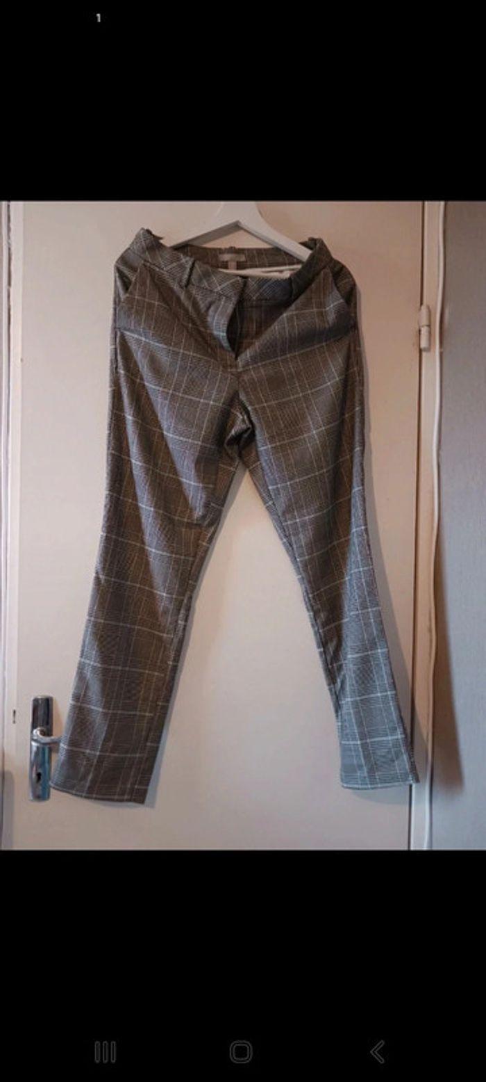 Pantalon tailleur droit costume à carreaux imprimé taille M 38 h&m - photo numéro 1