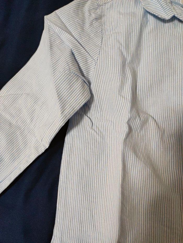 Chemise blanche a rayures bleu claire - photo numéro 2