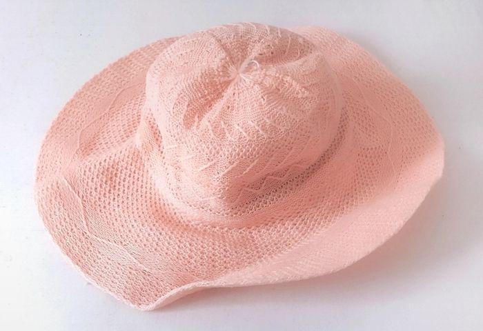 Chapeau rose pale, effet paille forme capeline - photo numéro 6