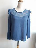 Blouse bleue dentelle Gémo T38