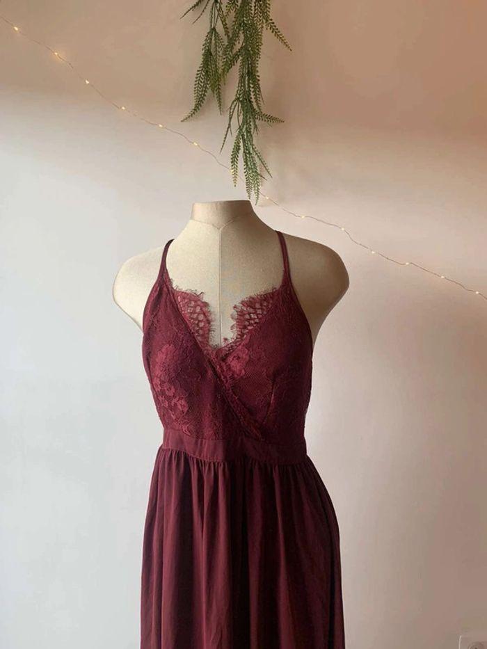 Robe bordeaux dentelle - taille M - photo numéro 4