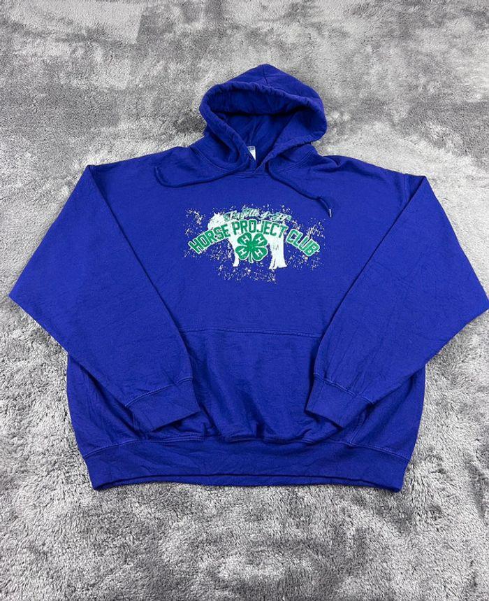 👕 Sweat à capuche Veste University Rare Vintage y2k 90s 2000s Horse Project Club Violet Taille XL 👕 - photo numéro 1