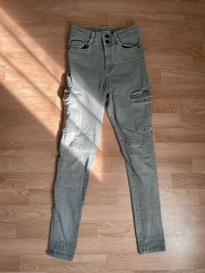 Pantalon cargo skinny kaki La Halle taille XS/34 - photo numéro 1