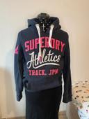 Sweat à capuche bleu marine et rose Superdry taille M / 38