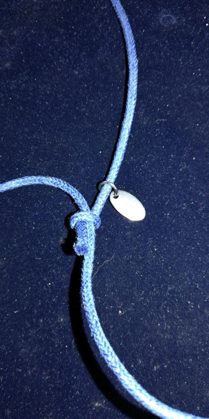 Collier lacet bleu et cœur - photo numéro 3