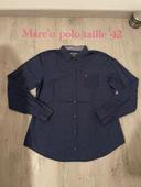 Chemise à manches longues bleu marine à pois blanc marc’o polo taille 42