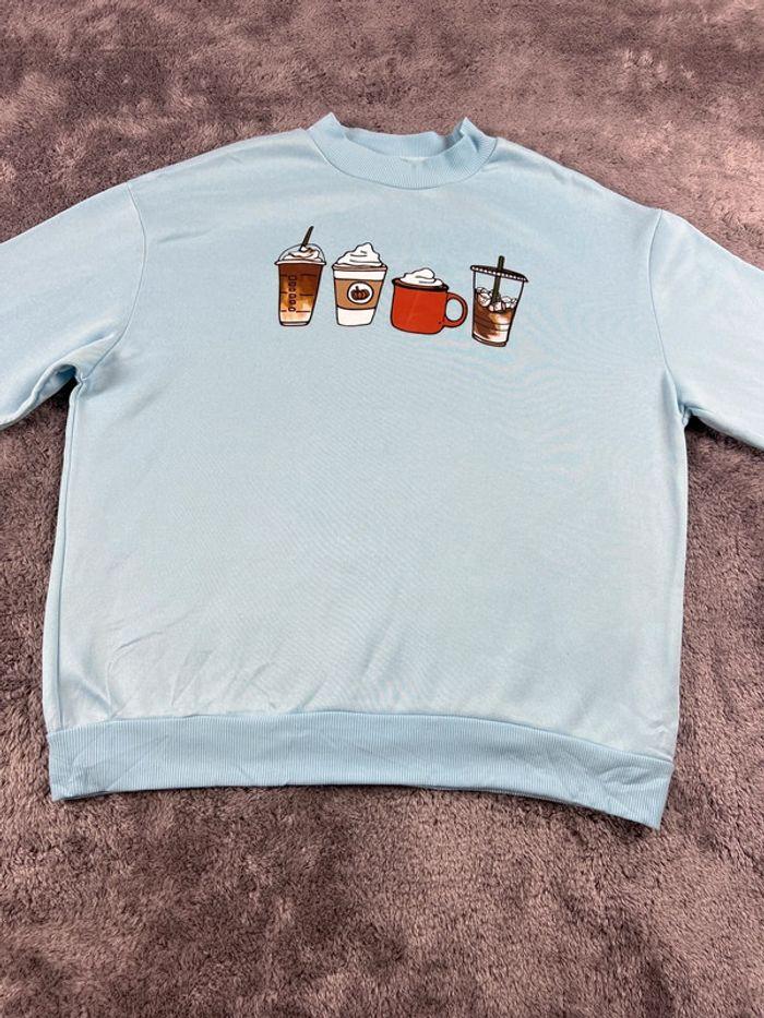 👕 Sweat Vintage café minimaliste boisson Bleu Taille XL 👕 - photo numéro 6