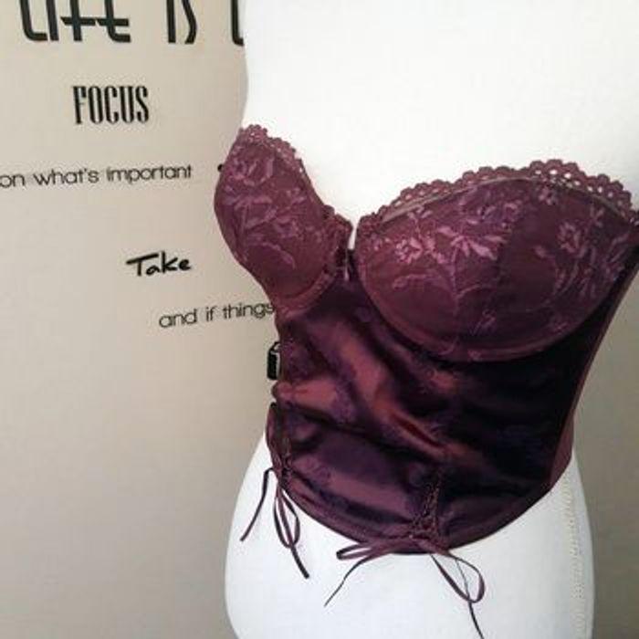 Lingerie bustier corset satin et dentelle prune Les dessous d’ Angel - photo numéro 7