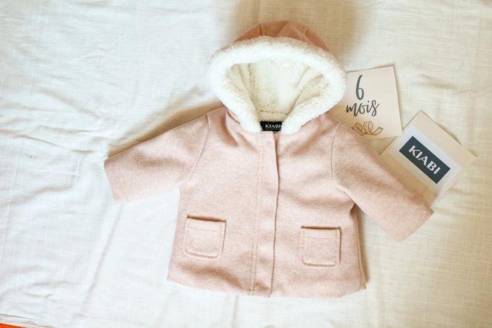 Manteau rose pâle fourré blanc, Kiabi, 6 mois - photo numéro 1