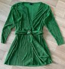 Robe courte cache-cœur Plissé avec finition effet écaille de tortue - vert