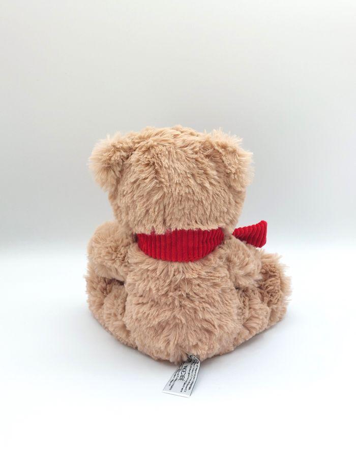 Peluche doudou ours marron beige NOCIBE 2023 écharpe rouge Creaprim 22 cm TTBE - photo numéro 2