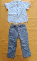 Joli ensemble pantalon et chemise en lin Vertbaudet 2 ans 86 cm