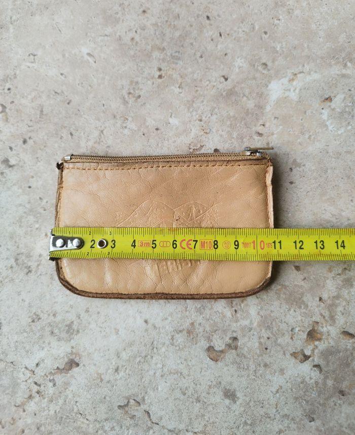 Petit porte monnaie porte carte en cuir beige - photo numéro 8