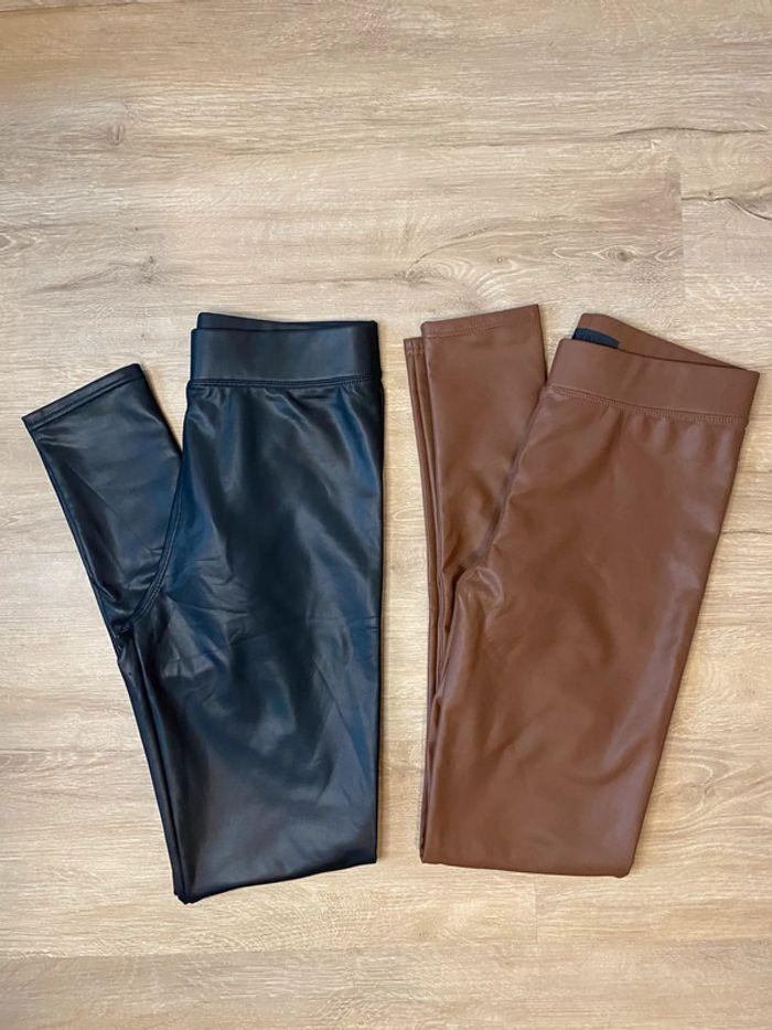 Lot de 2 leggings style similicuir noir et marron taille M Monday Premium - photo numéro 1