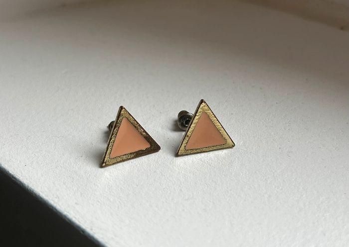 Boucles d’oreilles triangles doré saumon - photo numéro 3