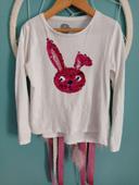 Tee-shirt ml tête lapin réversible