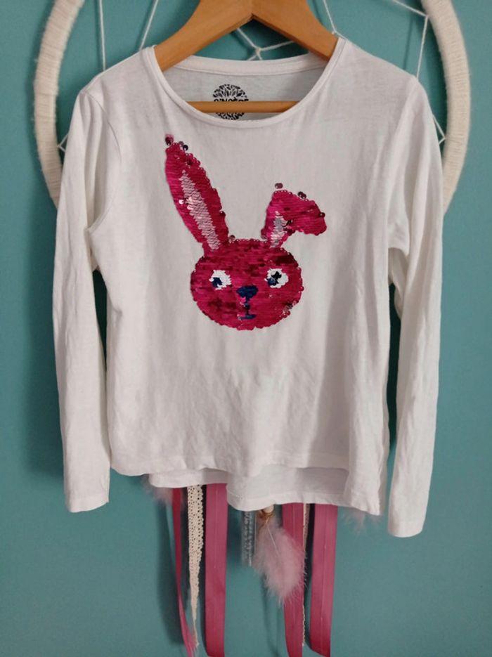 Tee-shirt ml tête lapin réversible - photo numéro 1