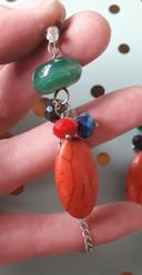 boucles d'oreilles perles orange vert