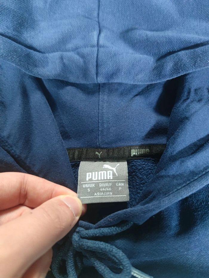 Sweat à Capuche Puma Bleu Marine Logo Floqué Blanc Taille S Homme - photo numéro 5