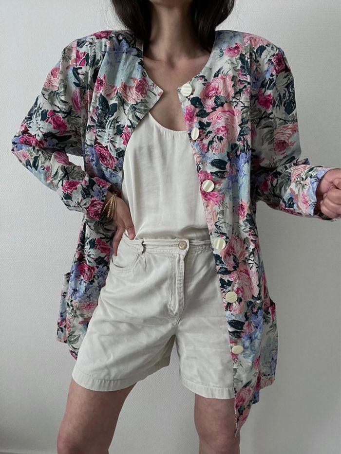 Oversized blazer long motif florale 100% coton - photo numéro 11