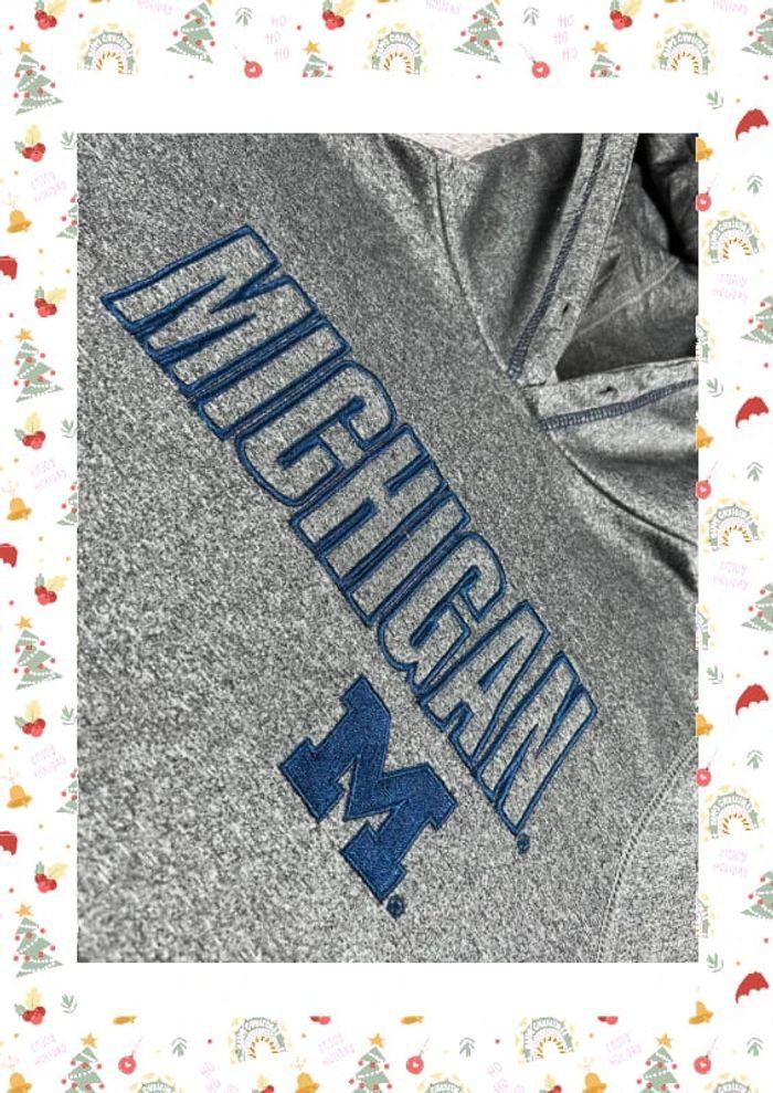 👕 Sweat à capuche Veste University Rare Vintage y2k 90s 2000s Michigan Logo Brodé Gris Taille M 👕 - photo numéro 7