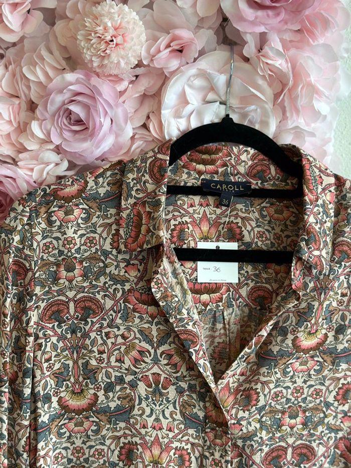 Chemise Caroll Paris à motifs fleuris rose pâle, taille 36 - photo numéro 5