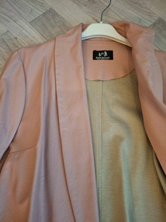 Veste  blazer simili rose poudre - photo numéro 3