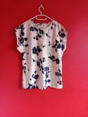 Blouse taille 44 Crème Fleurs Marine