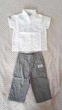 Ensemble garçon chemise et pantalon/short blanc gris Petit Pirate 12 mois neuf