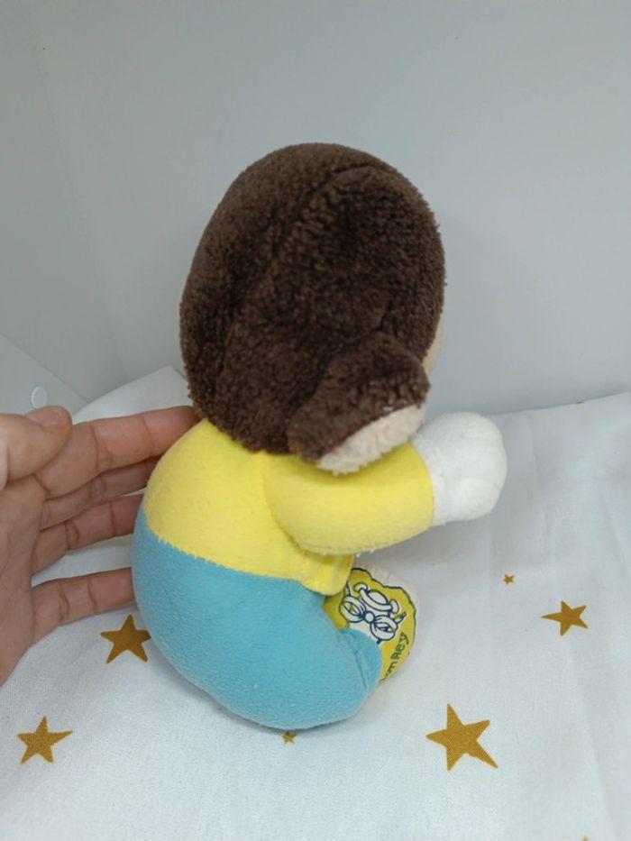 Doudou Teddy Bear monkey singe peluche jaune bleu rayé nez rouge cp c.p. francais basket - photo numéro 3