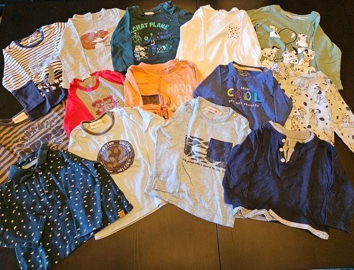 Lot de 14 t-shirts à longue manche - 18 mois - différentes marques (ikks, catimini, gymp, boboli,noppies,la redoute,disney,..) - photo numéro 1