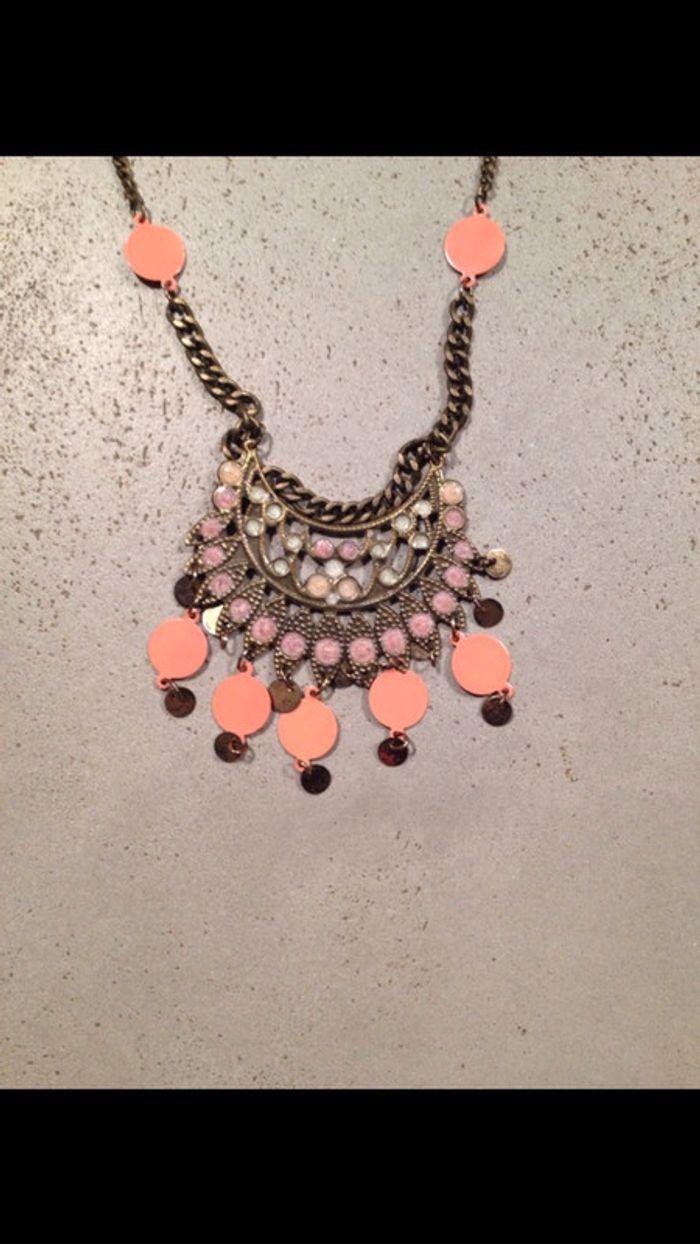 Collier long - couleur cuivre et orange - photo numéro 2